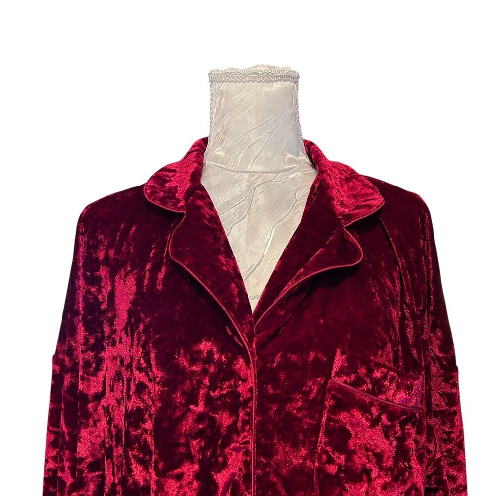 Lord & Taylor Red Crushed Velvet Top XL - Picture 5 of 10